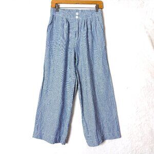 NATI BOUTIQUE Sydney Linen Pleated Striped Coastal Resort Wide Leg Pants M